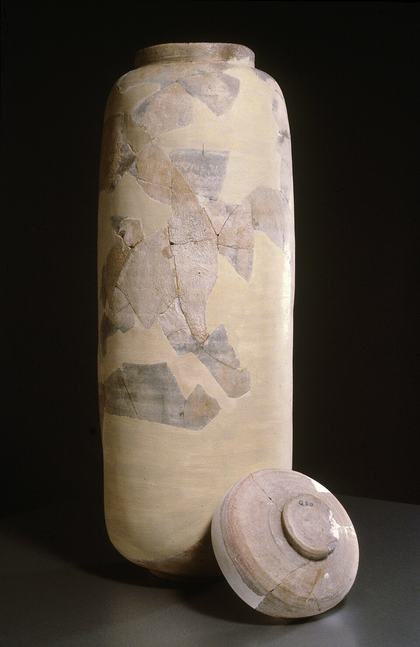 A clay jar used to store rolled scrolls — similar vessels found near Qumran held copies of biblical texts that help confirm the accuracy of the Old Testament.