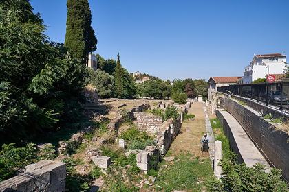 Library of Pantainos, Ancient Agora of Athens, Greece — These ruins stand in the very marketplace where the Apostle Paul debated with Greek Stoic and Epicurean philosophers around 50 AD (Acts 17:16–34). Paul walked past the altars, temples, and inscriptions of Athens and used them as a bridge to preach the Gospel of Jesus Christ.